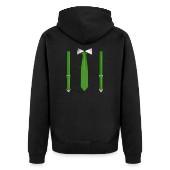 Lustige grüne Krawatte mit schwarzen Hosenträgern Perfekt - Unisex Premium Bio Zip Hoodie - Schwarz - Hinten - Nico (187cm)