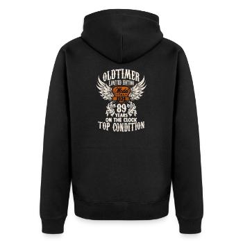 89 ans Oldtimer anniversaire Rocker Biker Fan - Veste à capuche bio Premium Unisexe - noir - Dos - Nico (187cm)