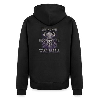 Walhalla Erbe Geschenk für Wikinger Fans - Unisex Premium Bio Zip Hoodie - Schwarz - Hinten - Nico (187cm)