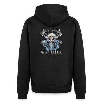 Walhalla Krieger Das Geschenk für Wikinger - Unisex Premium Bio Zip Hoodie - Schwarz - Hinten - Nico (187cm)