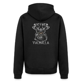 Walhalla Erbe Geschenk für Wikinger-Fans - Unisex Premium Bio Zip Hoodie - Schwarz - Hinten - Nico (187cm)