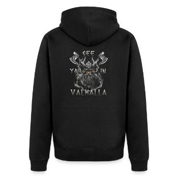 Walhalla Erbe Geschenk für Wikinger Fans - Unisex Premium Bio Zip Hoodie - Schwarz - Hinten - Nico (187cm)
