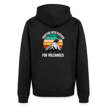Vulkanologe, Vulkanologie, Geologe, Geologie - Unisex Premium Bio Zip Hoodie - Schwarz - Hinten - Nico (187cm)