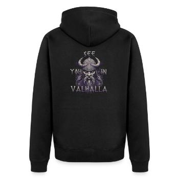 Valhalla legends gift for Viking fans - Unisex Premium Organic Zip Hoodie - black - Back - Nico (187cm)