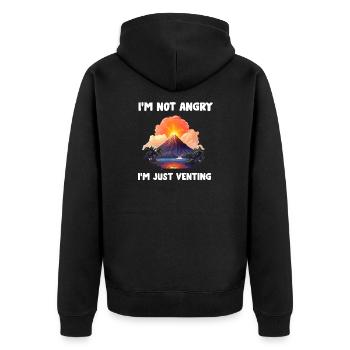 Vulkanologe, Vulkanologie, Geologe, Geologie - Unisex Premium Bio Zip Hoodie - Schwarz - Hinten - Nico (187cm)