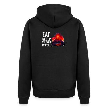Vulkanologe, Vulkanologie, Geologe, Geologie - Unisex Premium Bio Zip Hoodie - Schwarz - Hinten - Nico (187cm)