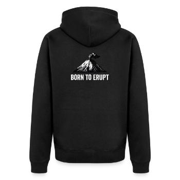 Vulkanologe, Vulkanologie, Geologe, Geologie - Unisex Premium Bio Zip Hoodie - Schwarz - Hinten - Nico (187cm)