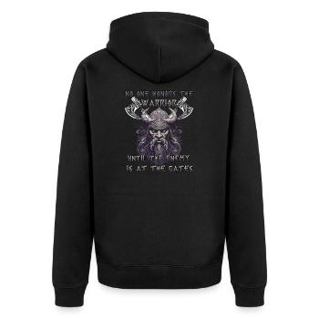 Nordisch Valor Geschenk für Wikinger-Enthusiasten - Unisex Premium Bio Zip Hoodie - Schwarz - Hinten - Nico (187cm)