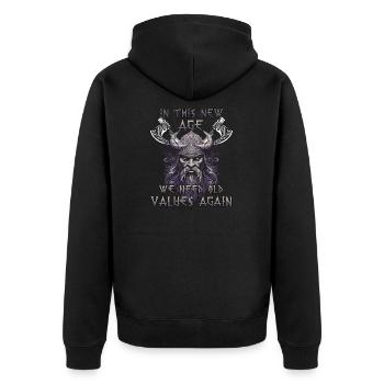Valhalla warriors gift to a warrior culture - Unisex Premium Organic Zip Hoodie - black - Back - Nico (187cm)