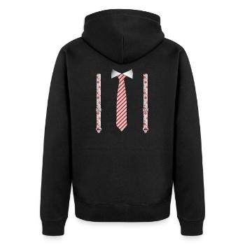 Cravate de Noël festif et bretelles drôle de Noël - Veste à capuche bio Premium Unisexe - noir - Dos - Nico (187cm)