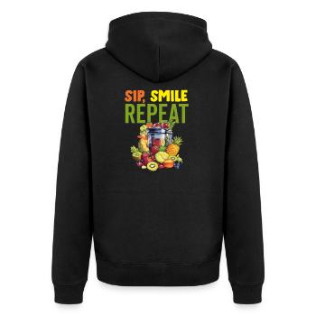 Entsaften Männer Frauen Entsafter Reinigung Smoothie Saft - Unisex Premium Bio Zip Hoodie - Schwarz - Hinten - Nico (187cm)