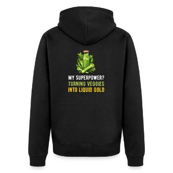 Juicing Men Women Juicer Cleanse Smoothie Juice - Unisex Premium Organic Zip Hoodie - black - Back - Nico (187cm)