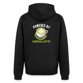 Matcha Tee Latte Liebhaber für grünen Tee Lustiger Matcha - Unisex Premium Bio Zip Hoodie - Schwarz - Hinten - Nico (187cm)