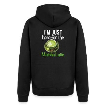 Matcha Tee Latte Liebhaber für grünen Tee Lustiger Matcha - Unisex Premium Bio Zip Hoodie - Schwarz - Hinten - Nico (187cm)