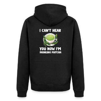 Matcha Tee Latte Liebhaber für grünen Tee Lustiger Matcha - Unisex Premium Bio Zip Hoodie - Schwarz - Hinten - Nico (187cm)