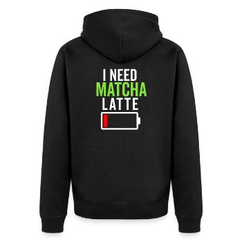 Matcha Tee Latte Liebhaber für grünen Tee Lustiger Matcha - Unisex Premium Bio Zip Hoodie - Schwarz - Hinten - Nico (187cm)