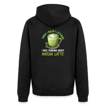 Matcha Tee Latte Liebhaber für grünen Tee Lustiger Matcha - Unisex Premium Bio Zip Hoodie - Schwarz - Hinten - Nico (187cm)