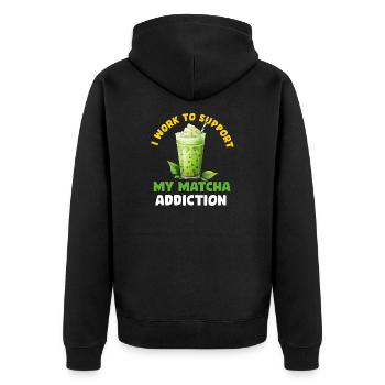 Matcha Tee Latte Liebhaber für grünen Tee Lustiger Matcha - Unisex Premium Bio Zip Hoodie - Schwarz - Hinten - Nico (187cm)