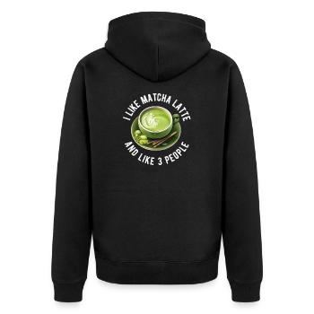 Matcha Tee Latte Liebhaber für grünen Tee Lustiger Matcha - Unisex Premium Bio Zip Hoodie - Schwarz - Hinten - Nico (187cm)