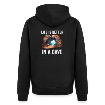 Caving Spelunking For Cave Men Women Funny - Unisex Premium Organic Zip Hoodie - black - Back - Nico (187cm)