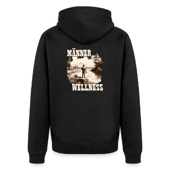 Männer Wellness Angelausflug Angler Geschenk - Unisex Premium Bio Zip Hoodie - Schwarz - Hinten - Nico (187cm)