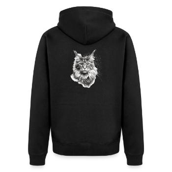 Maine coon Katzenbesitzer Geschenk Katzenhalter - Unisex Premium Bio Zip Hoodie - Schwarz - Hinten - Nico (187cm)