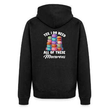 Macarons Kekse Bäcker Französisches Dessert Lustig - Unisex Premium Bio Zip Hoodie - Schwarz - Hinten - Nico (187cm)