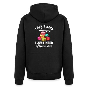 Macarons Kekse Bäcker Französisches Dessert Lustig - Unisex Premium Bio Zip Hoodie - Schwarz - Hinten - Nico (187cm)