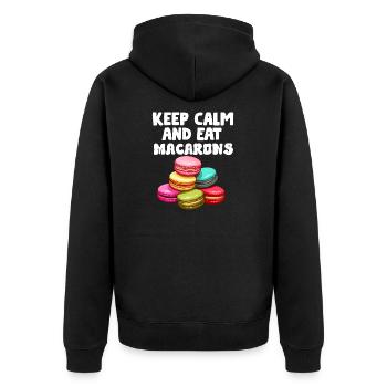 Macarons Kekse Bäcker Französisches Dessert Lustig - Unisex Premium Bio Zip Hoodie - Schwarz - Hinten - Nico (187cm)