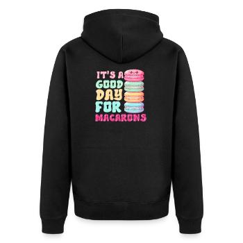 Macarons Cookies Baker French Dessert Funny - Unisex Premium Organic Zip Hoodie - black - Back - Nico (187cm)