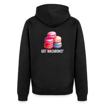 Macarons Kekse Bäcker Französisches Dessert Lustig - Unisex Premium Bio Zip Hoodie - Schwarz - Hinten - Nico (187cm)