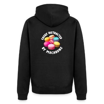 Macarons Kekse Bäcker Französisches Dessert Lustig - Unisex Premium Bio Zip Hoodie - Schwarz - Hinten - Nico (187cm)