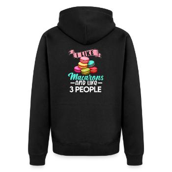 Macarons Kekse Bäcker Französisches Dessert Lustig - Unisex Premium Bio Zip Hoodie - Schwarz - Hinten - Nico (187cm)