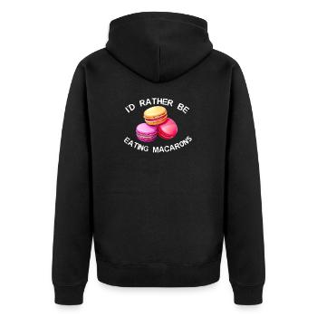 Macarons Kekse Bäcker Französisches Dessert Lustig - Unisex Premium Bio Zip Hoodie - Schwarz - Hinten - Nico (187cm)