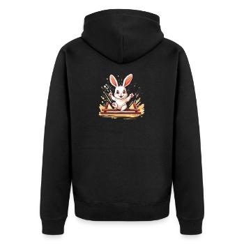 Kaninhop Master : Votre lapin en tant que champion - Veste à capuche bio Premium Unisexe - noir - Dos - Nico (187cm)
