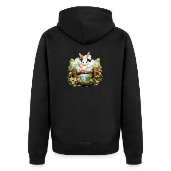 On big jump with rabbit hop ideal for rabbit - Unisex Premium Organic Zip Hoodie - black - Back - Nico (187cm)