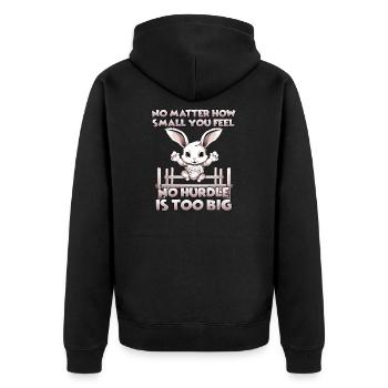 Kaninhop adventure: agility for your rabbit - Unisex Premium Organic Zip Hoodie - black - Back - Nico (187cm)