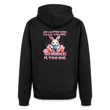 Kaninchen Kaninhop Training für dein Häschen - Unisex Premium Bio Zip Hoodie - Schwarz - Hinten - Nico (187cm)