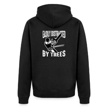 Arborist Tree Surgeon Woodworker Funny Logger - Unisex Premium Organic Zip Hoodie - black - Back - Nico (187cm)