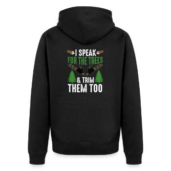 Arborist Tree Surgeon Woodworker Funny Logger - Unisex Premium Organic Zip Hoodie - black - Back - Nico (187cm)