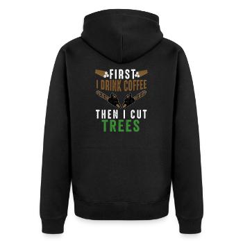 Arborist Tree Surgeon Woodworker Funny Logger - Unisex Premium Organic Zip Hoodie - black - Back - Nico (187cm)