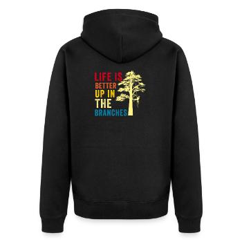 Arborist Tree Surgeon Woodworker Funny Logger - Unisex Premium Organic Zip Hoodie - black - Back - Nico (187cm)
