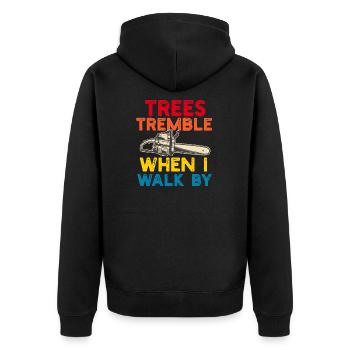 Arborist Tree Surgeon Woodworker Funny Logger - Unisex Premium Organic Zip Hoodie - black - Back - Nico (187cm)