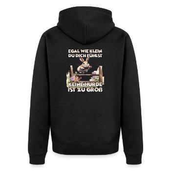 Kaninhop Wonder: Erlebe die Magie des Kaninhop - Unisex Premium Bio Zip Hoodie - Schwarz - Hinten - Nico (187cm)