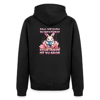 Kaninhop Hase Motiv für Kaninchenhalter Kaninhop - Unisex Premium Bio Zip Hoodie - Schwarz - Hinten - Nico (187cm)