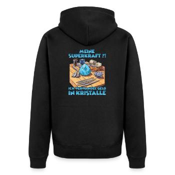 Sparkling Creations Kristallzüchter Geschenk - Unisex Premium Bio Zip Hoodie - Schwarz - Hinten - Nico (187cm)