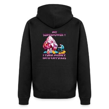 Crystal adventure for explorers and crystal - Unisex Premium Organic Zip Hoodie - black - Back - Nico (187cm)