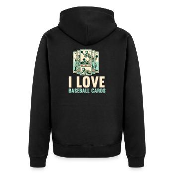 Baseball Card Collector Funny Collecting Baseball - Unisex Premium Organic Zip Hoodie - black - Back - Nico (187cm)