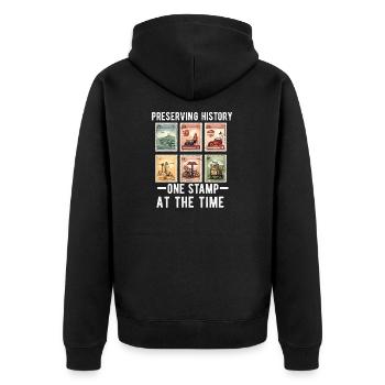 Timbre Collectionneur Affranchissement Estampillage Philatéliste Hommes - Veste à capuche bio Premium Unisexe - noir - Dos - Nico (187cm)