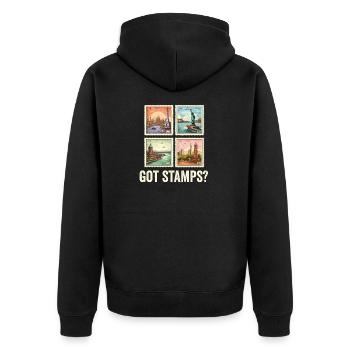 Stamp Collector Postage Stamping Philatelist Men - Unisex Premium Organic Zip Hoodie - black - Back - Nico (187cm)